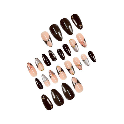 Artistic Stiletto Press-On Nail Art with Butterfly Accents Acalora