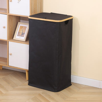 Stylish laundry basket with wooden lid Acalora