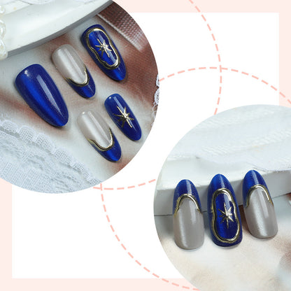 Artistic Press-On Nail Set with Elegant Star Designs Acalora