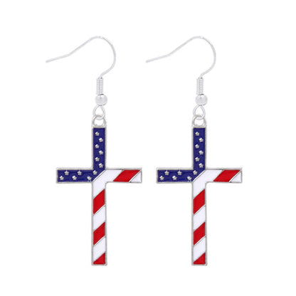Women's lightweight star earrings with enamel flag design and fishhook Kalsten