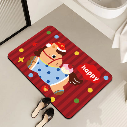 Playful Horse-Themed Memory Foam Bath Mat Acalora