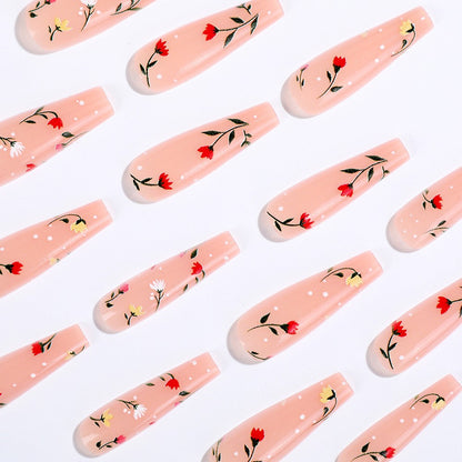 Elegant artificial nails with floral decorations Acalora