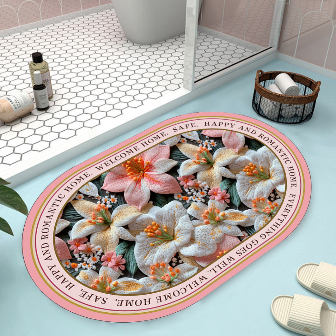 Floral Design Bath Mat