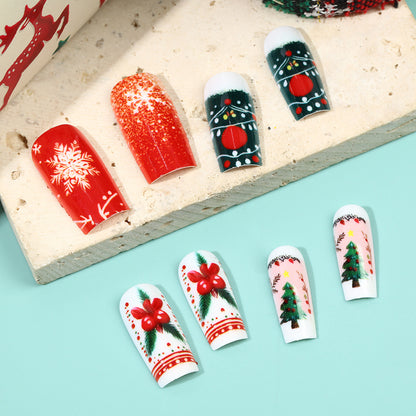 Festive artificial nails in Christmas design Acalora