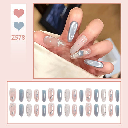Acrylic nail set with sparkling star designs Acalora