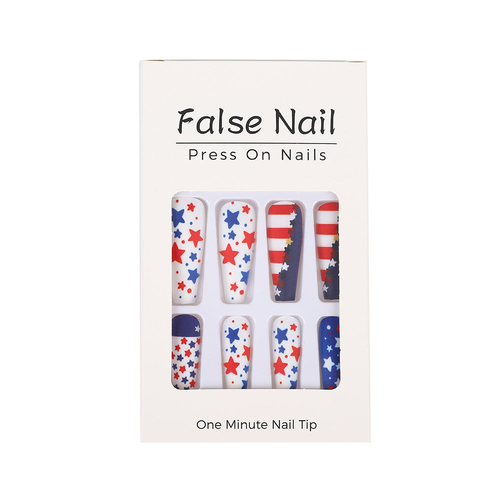 Artificial nails with patriotic star design Acalora