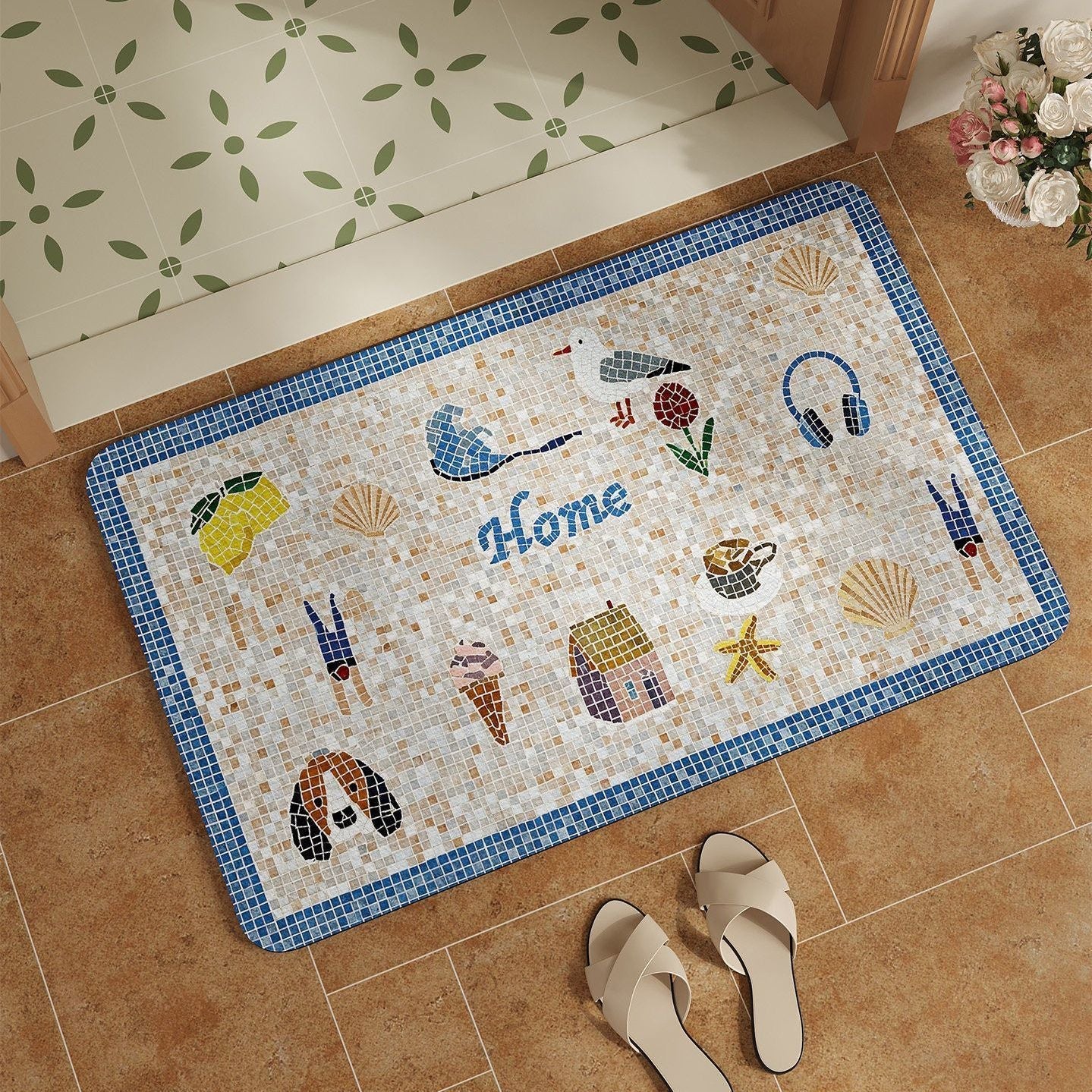 Mosaic Pattern Bath Mat
