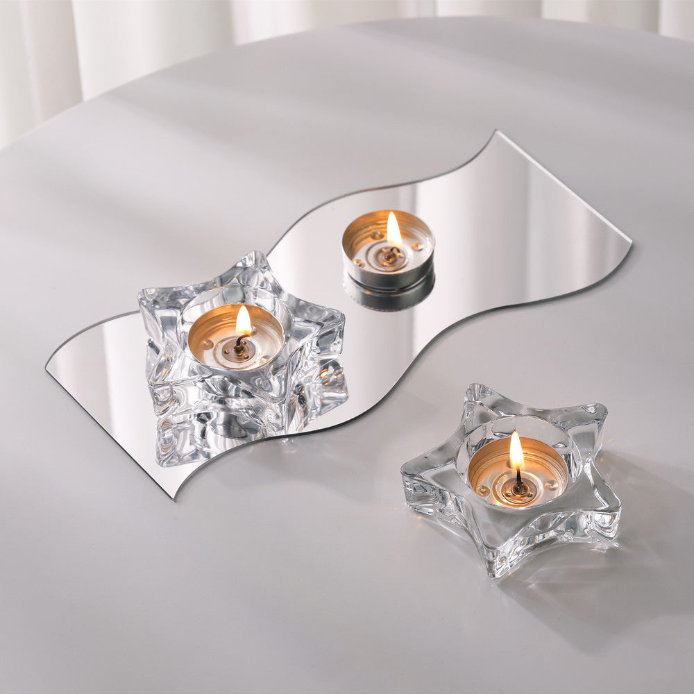 Star-Shaped Thick Crystal Glass Tealight Candle Holder Acalora