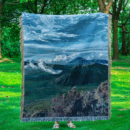 Landscape-Themed Woven Throw Blanket