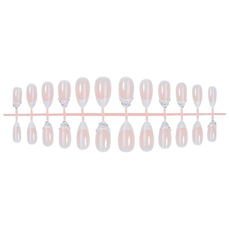 Elegant Press-On Nail Set with Pearlescent Accents Acalora