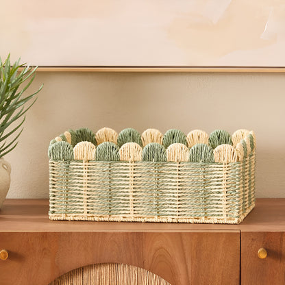 Decorative Scalloped Woven Storage Box Acalora