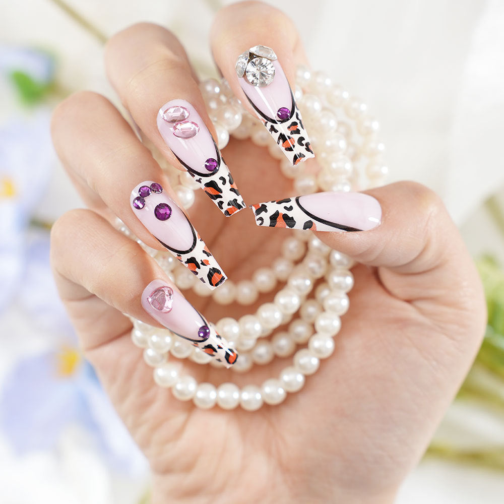 Decorative Long Coffin Press-On Nail Set Acalora