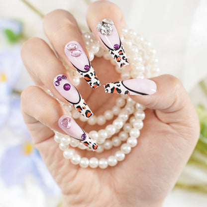 Decorative Long Coffin Press-On Nail Set Acalora