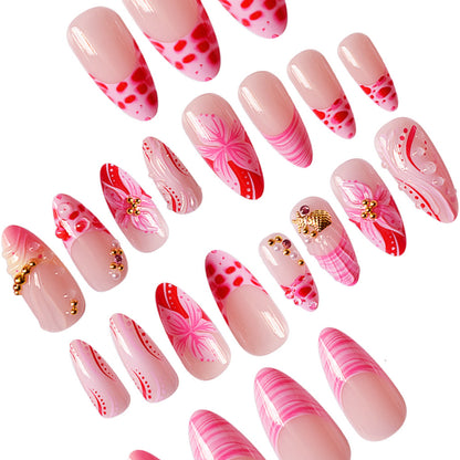 Elegant 3D Floral Press-On Nail Design Acalora