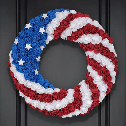 Unisex nan layered star wreath door decor with mixed ribbon bows and wooden accents Bowlift