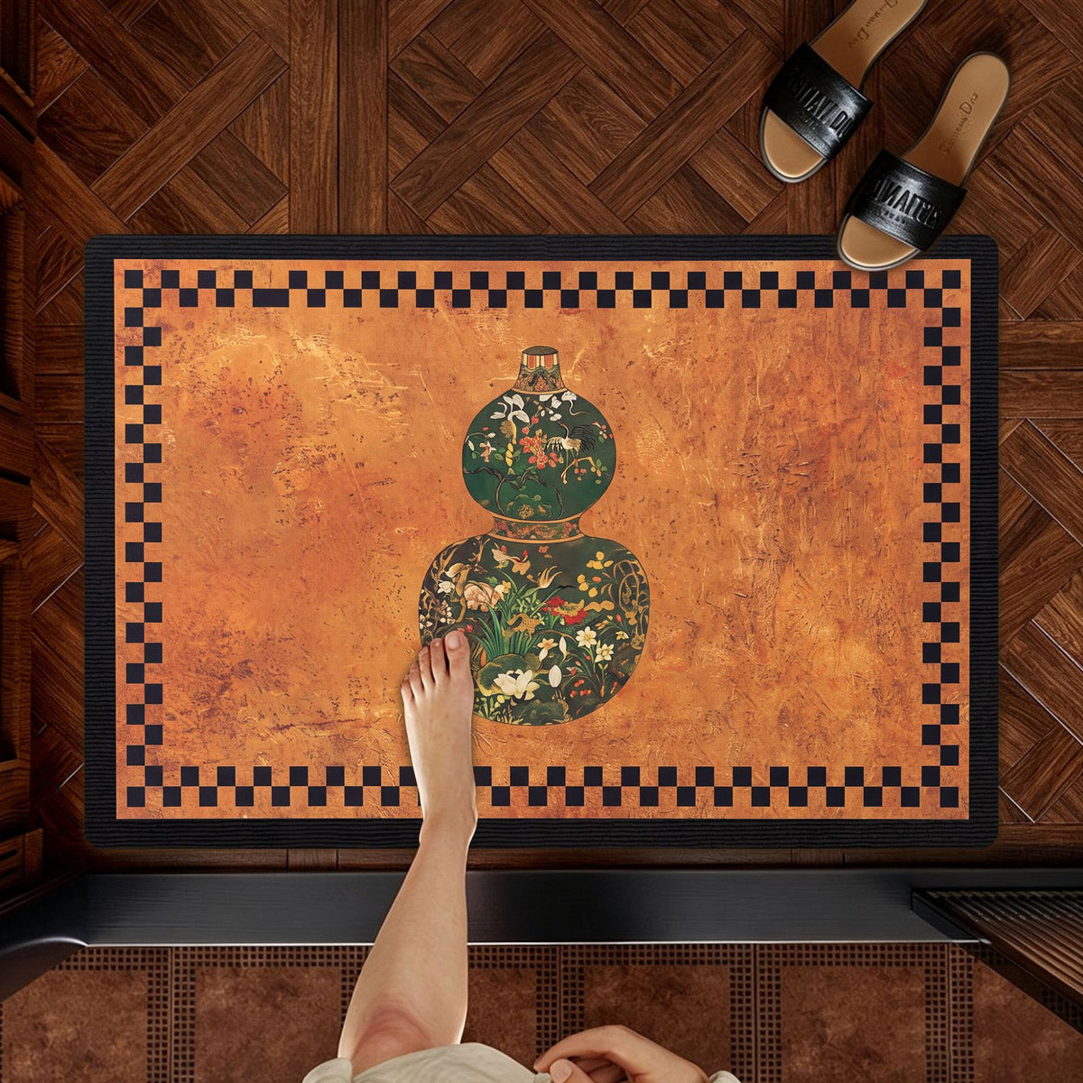 Artistic Elephant-Themed Welcome Mat Acalora