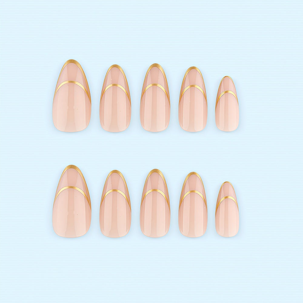 Artificial nails with elegant gold lines Acalora