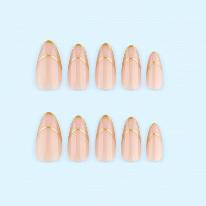Artificial nails with elegant gold lines Acalora