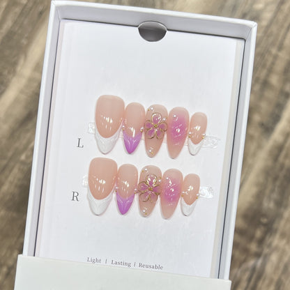 Artistic Floral Press-On Nail Set Acalora