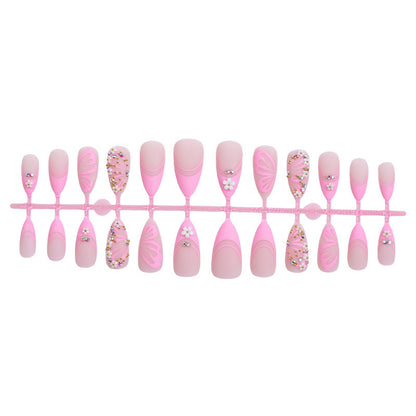Decorative Press-On Nail Art Set with Gemstone and Floral Accents Acalora