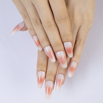 Trendy Artificial Nails with Ombre Effect and Butterfly Designs Acalora