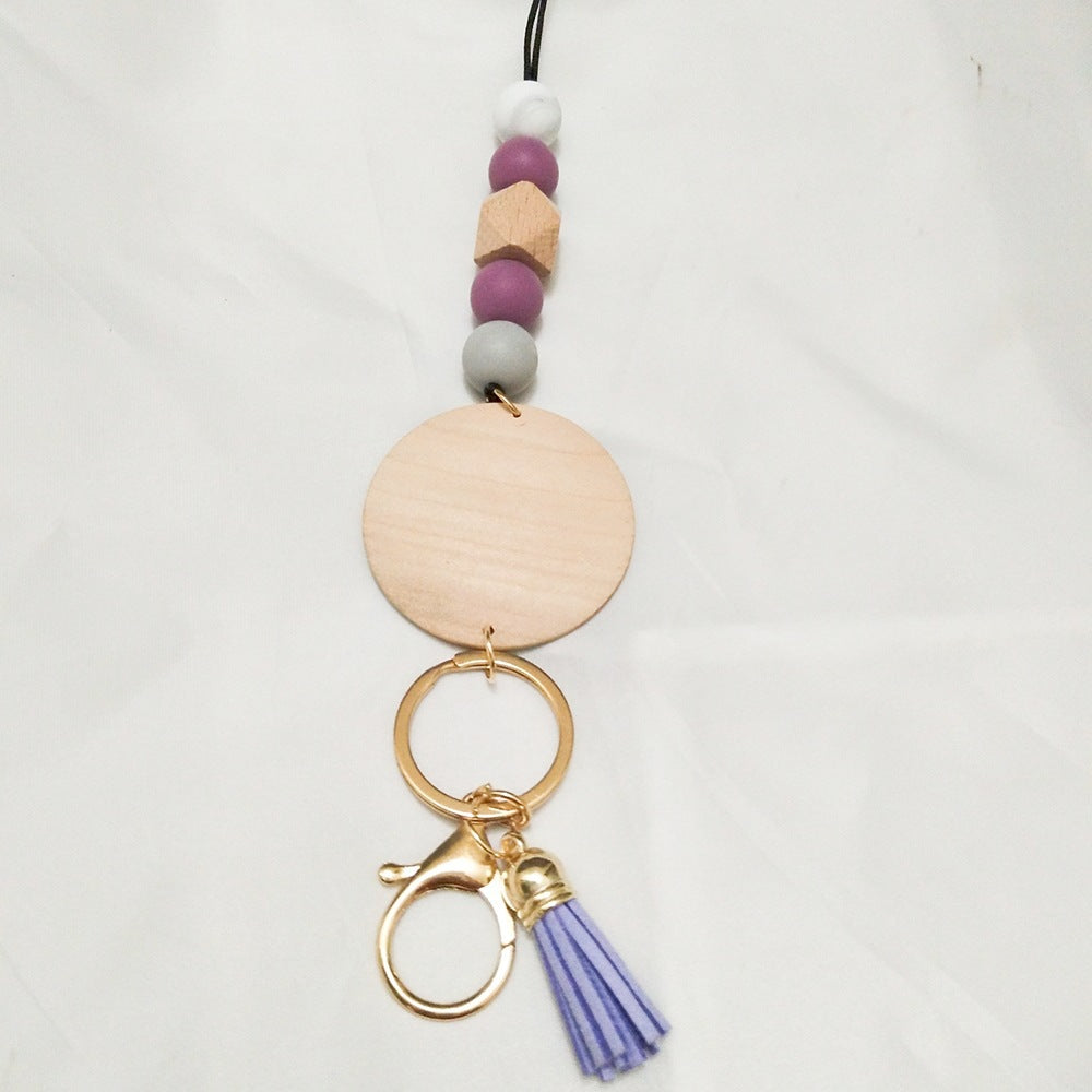 Beaded Keychain Lanyard with Decorative Tassel Acalora