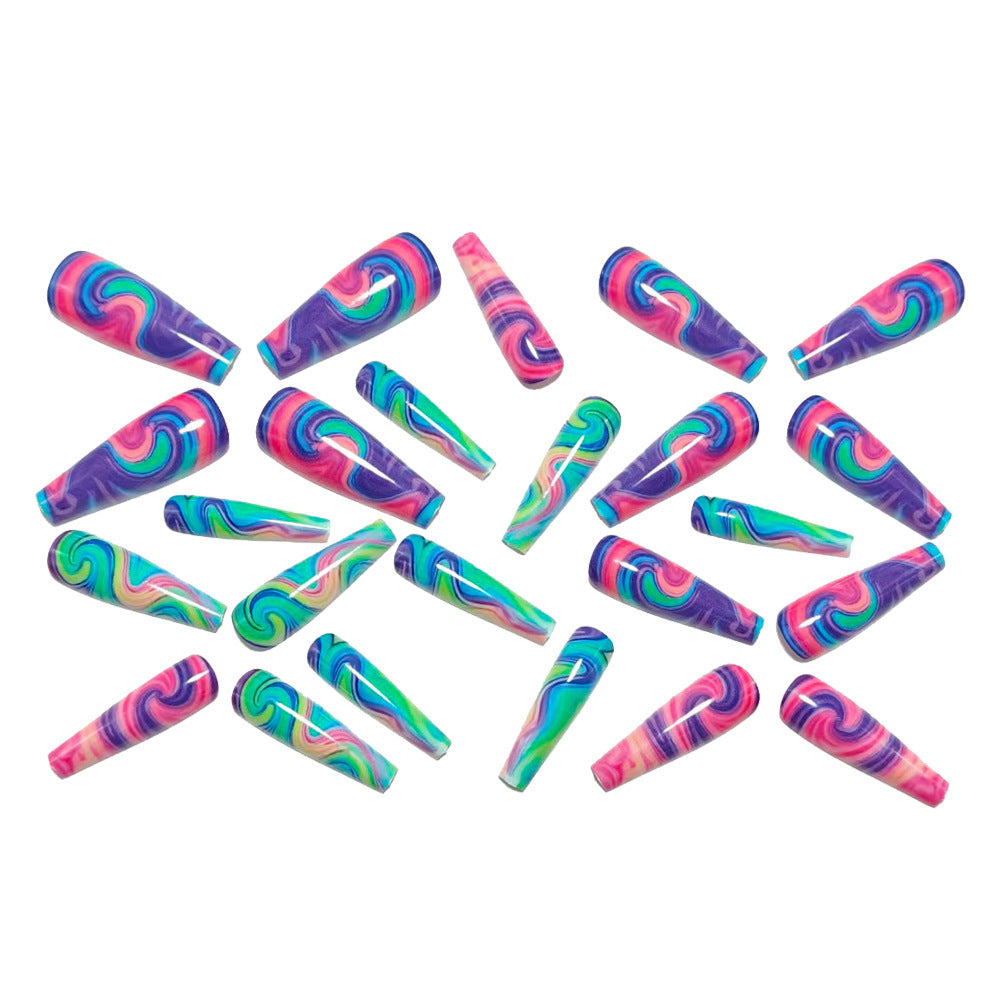 Artificial nails with colorful spiral patterns Acalora