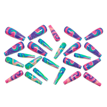 Artificial nails with colorful spiral patterns Acalora