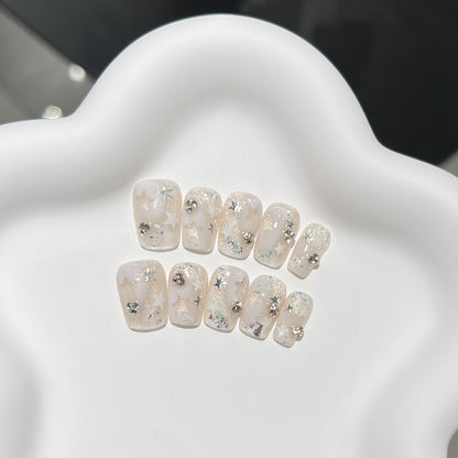 Decorative Star-Accent Press-On Nail Set Acalora