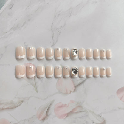 Elegant Gemstone-Embellished Press-On Nail Set Acalora