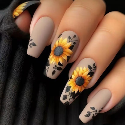 Artificial nails with sunflower motif Acalora