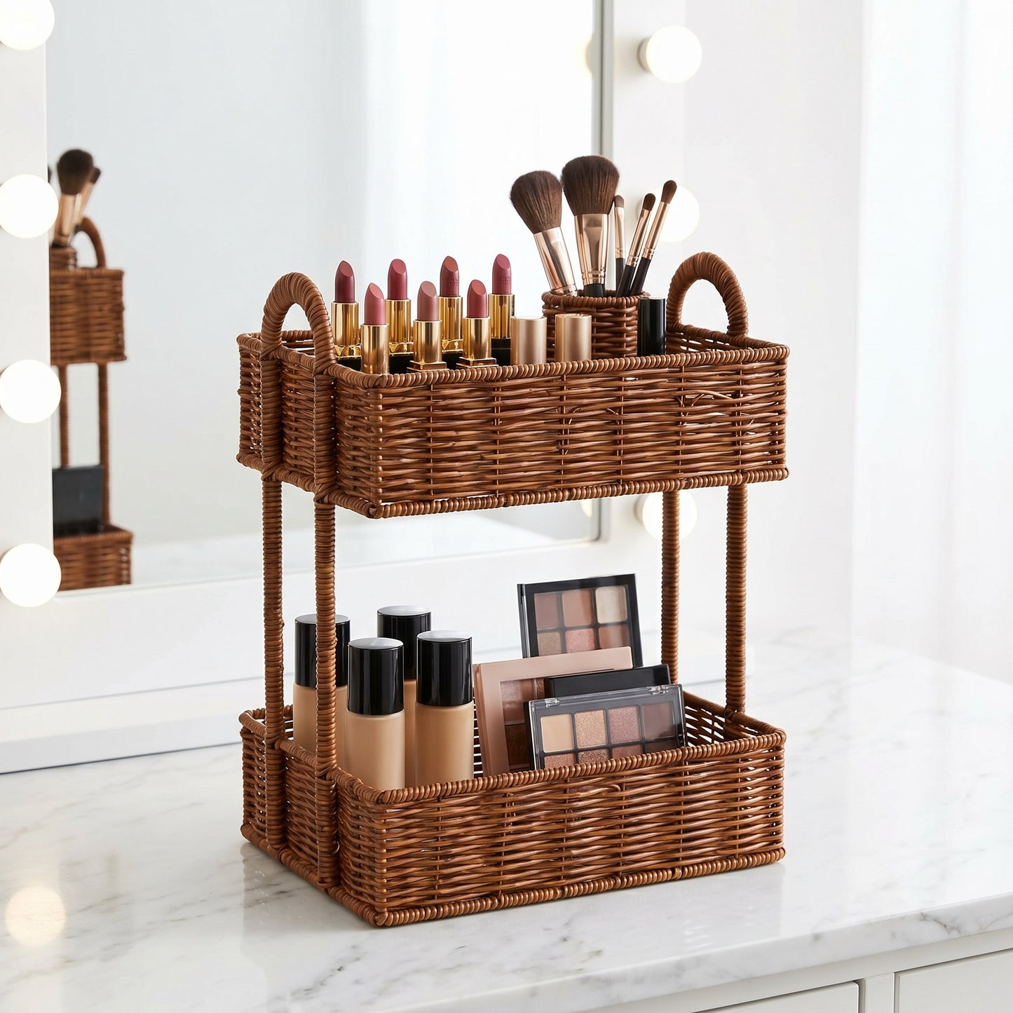 Bathroom shelf entirely made of rattan Acalora
