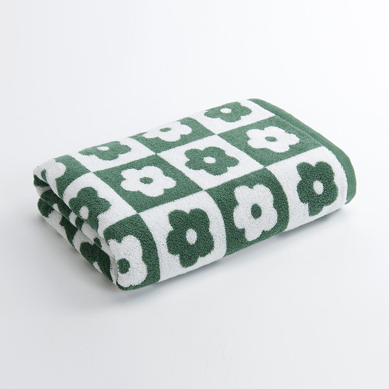 Women's Luxurious Terry Bath Towel with Floral Pattern Karnz