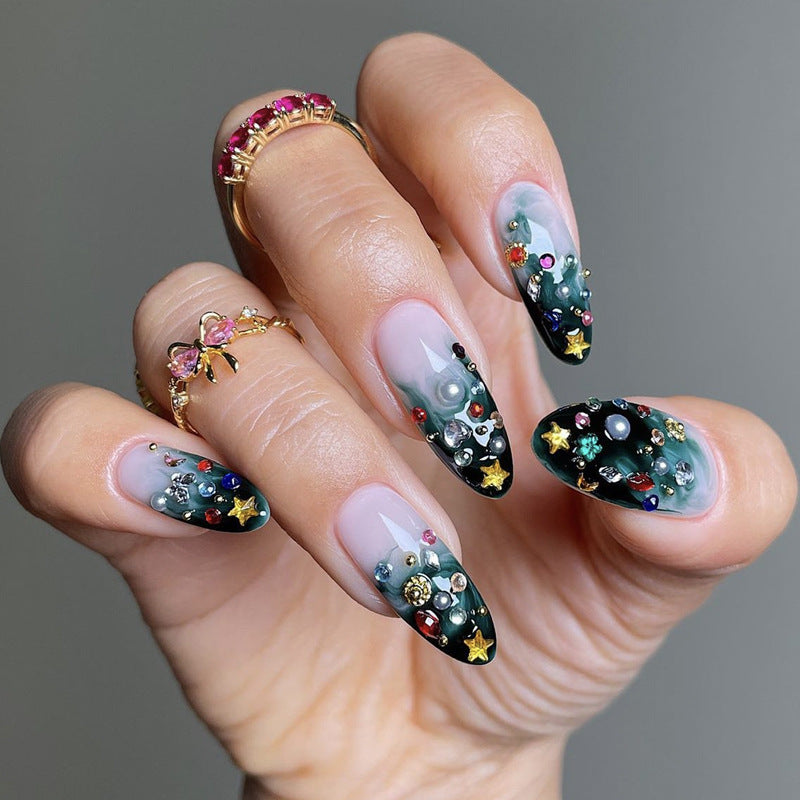 Artistic Press-On Nail Collection with Decorative Elements Acalora