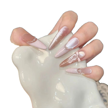 Glamorous artificial nail tips with elegant decorations Acalora