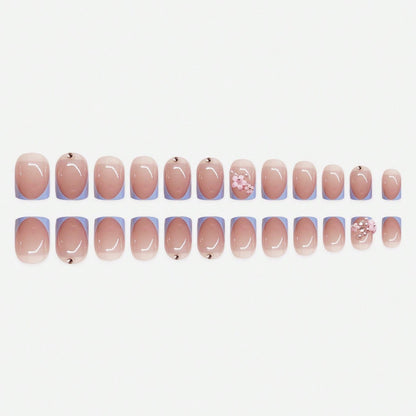 Artistic Press-On Nail Art Set with Floral and Gem Elements Acalora