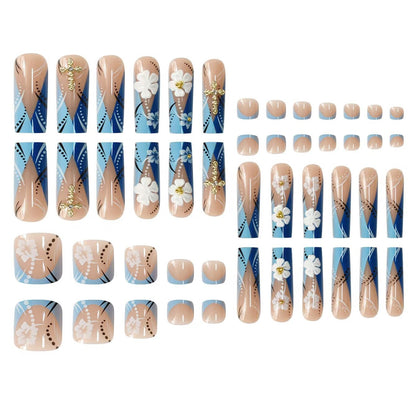 Floral Design Long Press-On Nails Acalora