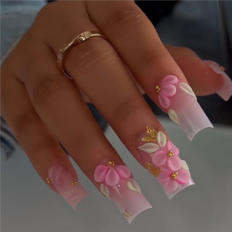 Floral Art Acrylic Press-On Nails Set Acalora