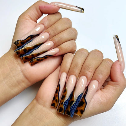 Creative leopard pattern press-on nails Acalora