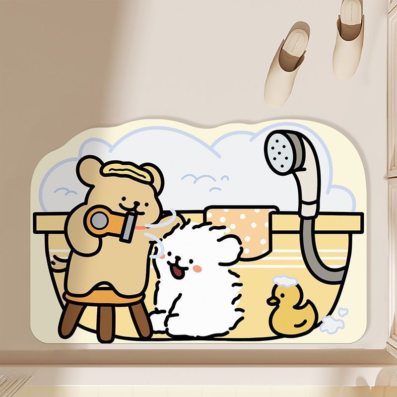 Playful Cartoon Theme Bath Mat