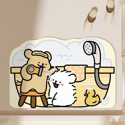 Playful Cartoon Theme Bath Mat