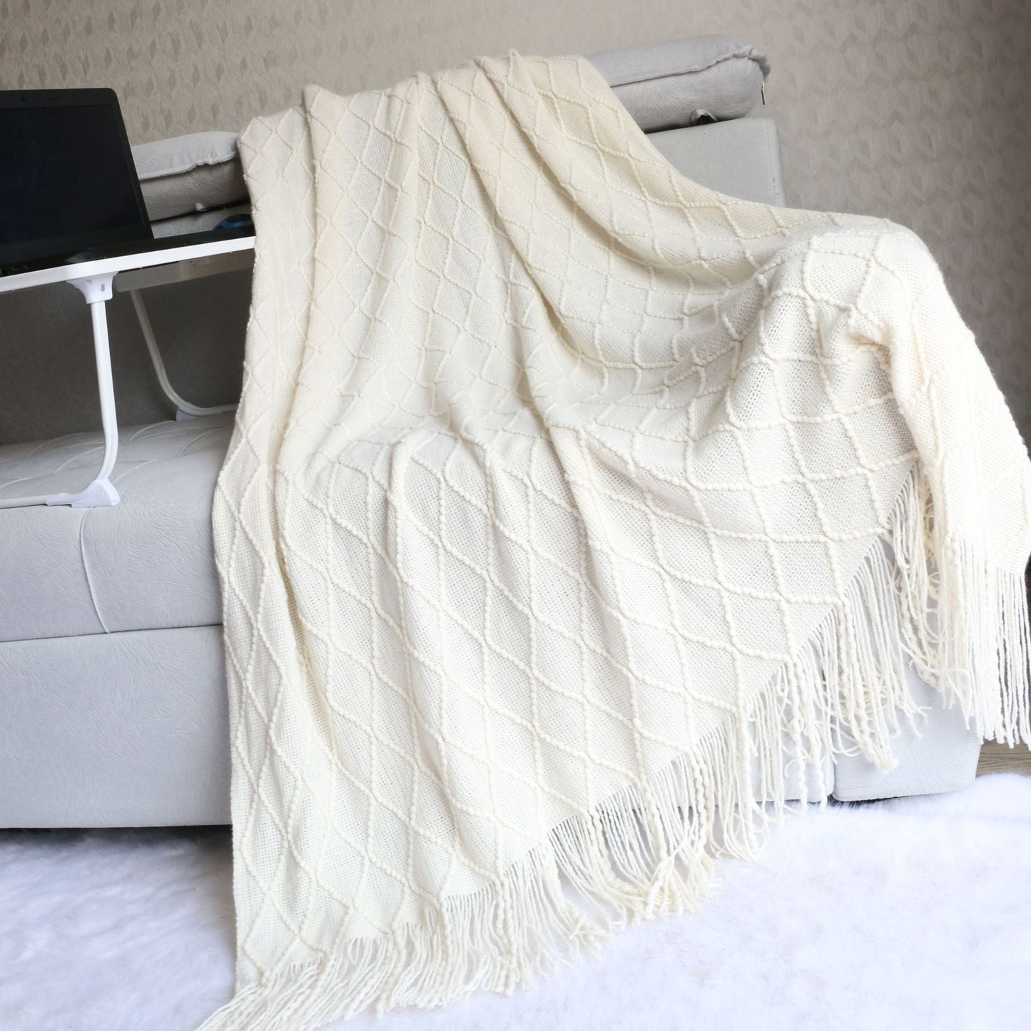 Luxury Textured Knit Throw Blanket