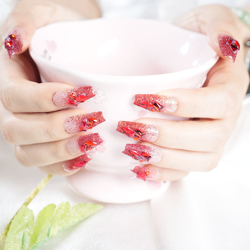 Glamorous Rhinestone Press-On Nail Set Acalora
