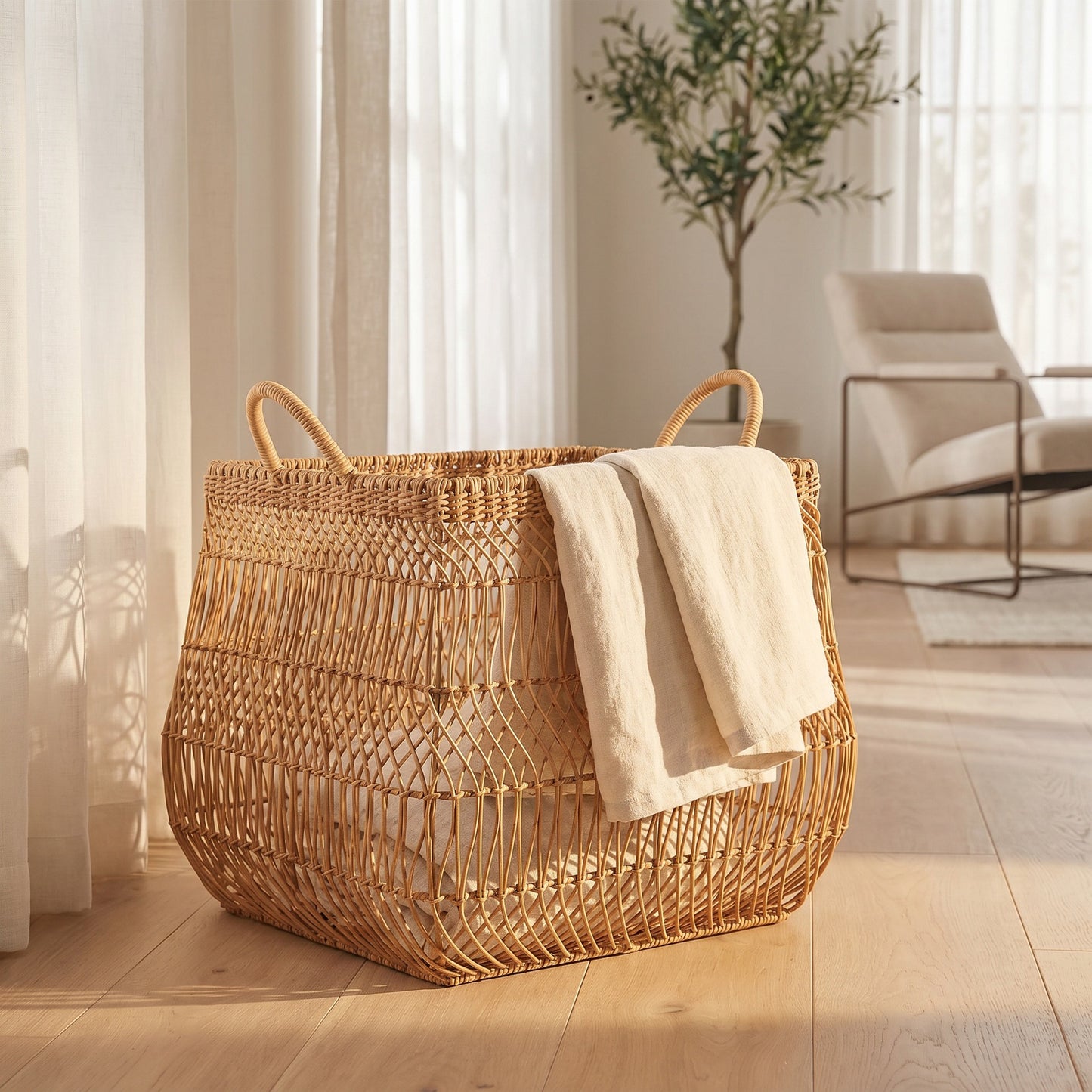 Handwoven Storage Basket with Open Design Acalora