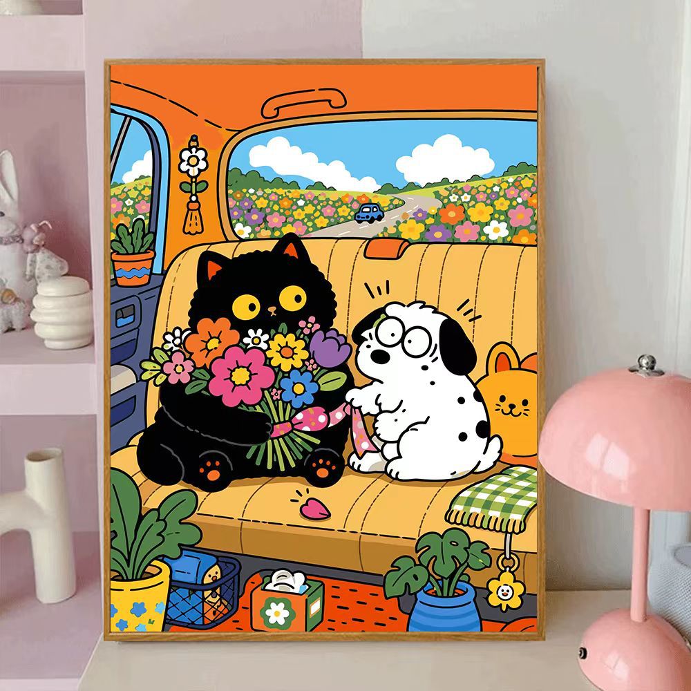Playful Cat-Themed Decorative Wall Canvas Art