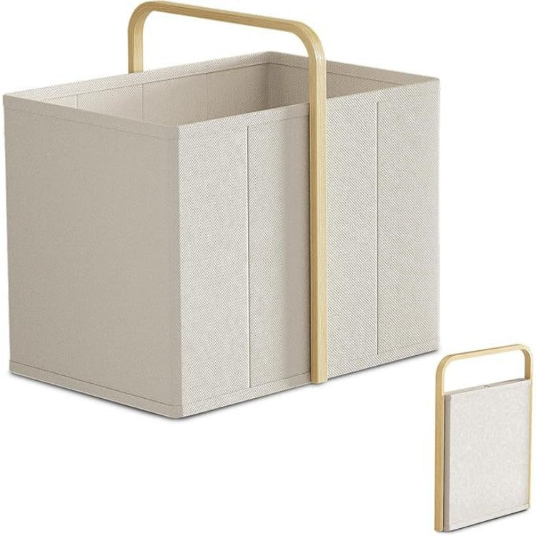 Modern laundry basket with wooden handle Acalora