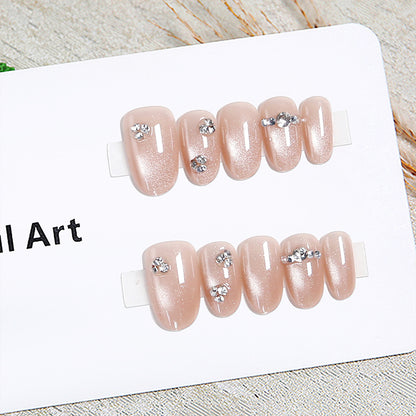 Artificial nail set with elegant rhinestone embellishments Acalora