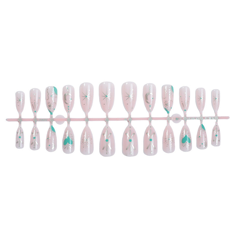 Artistic Press-On Nail Set with Stylish Floral and Gem Designs Acalora