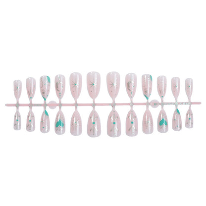 Artistic Press-On Nail Set with Stylish Floral and Gem Designs Acalora