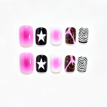 Artistic Press-On Nail Set with Unique Patterns Acalora